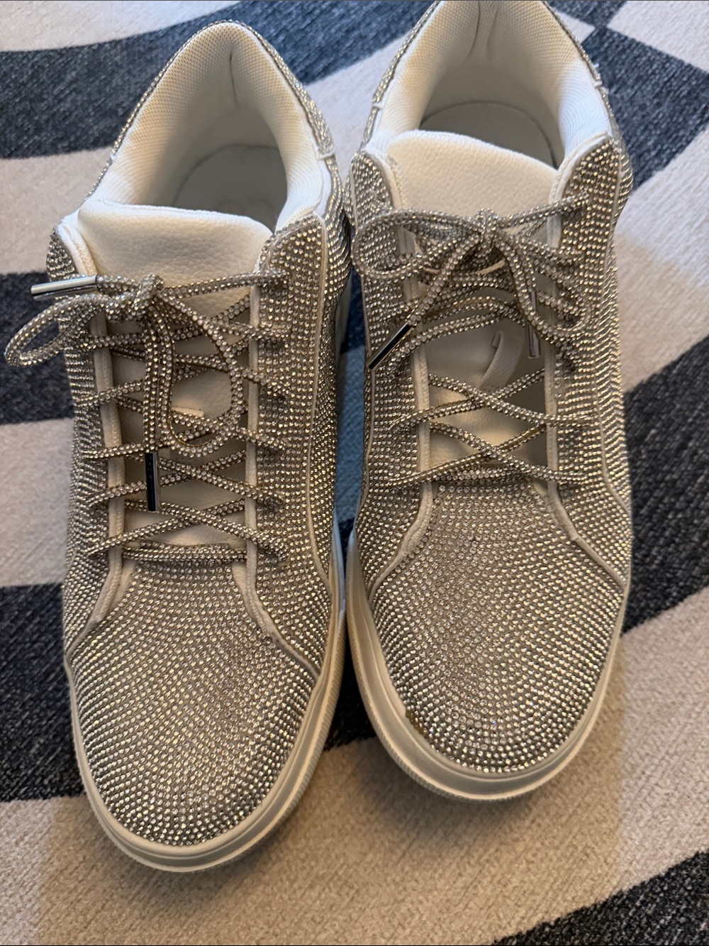 Women's Sparkle Lace-Up Sneakers in Silver
